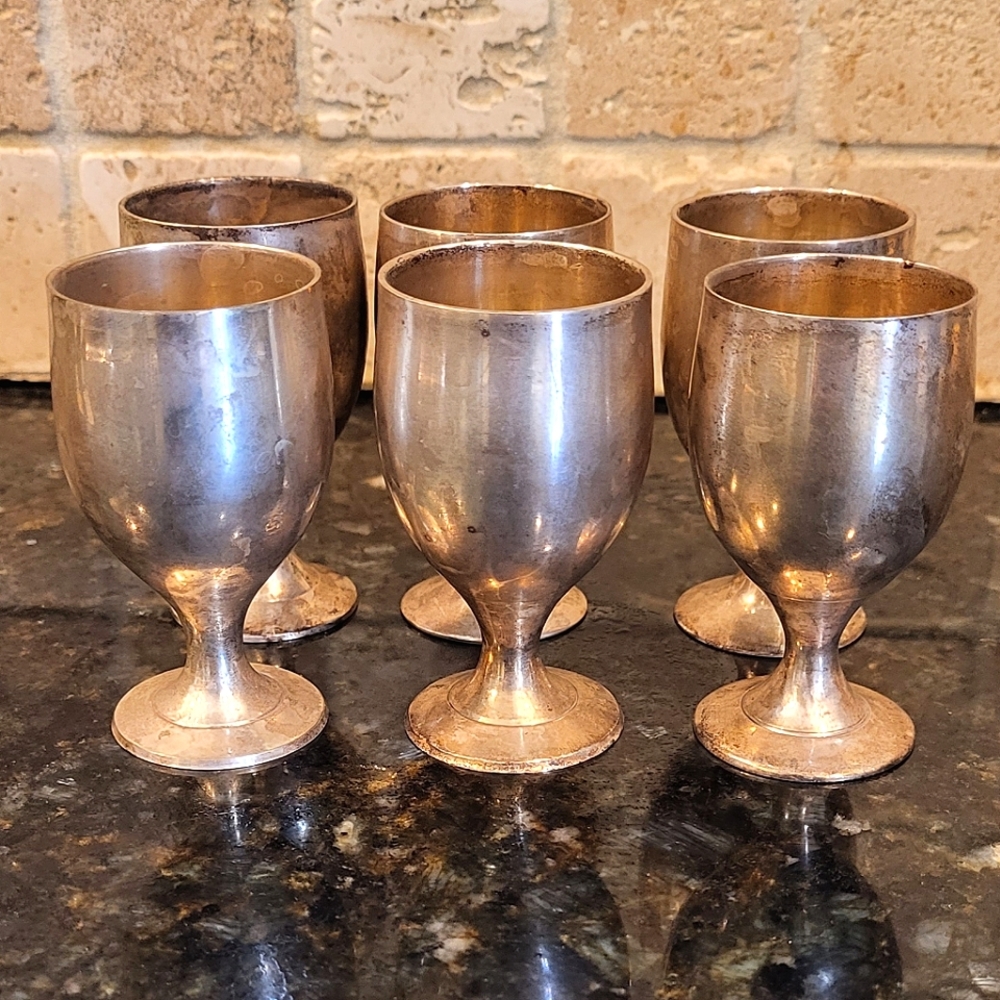 Vintage Leonard EPNS Silver Plate Cordial /Shot Goblets Set of 6